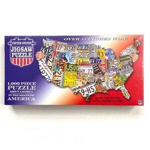New Sealed USA License Plate Map Jigsaw Puzzle 1000 Piece By TDC 31'' Wall Art